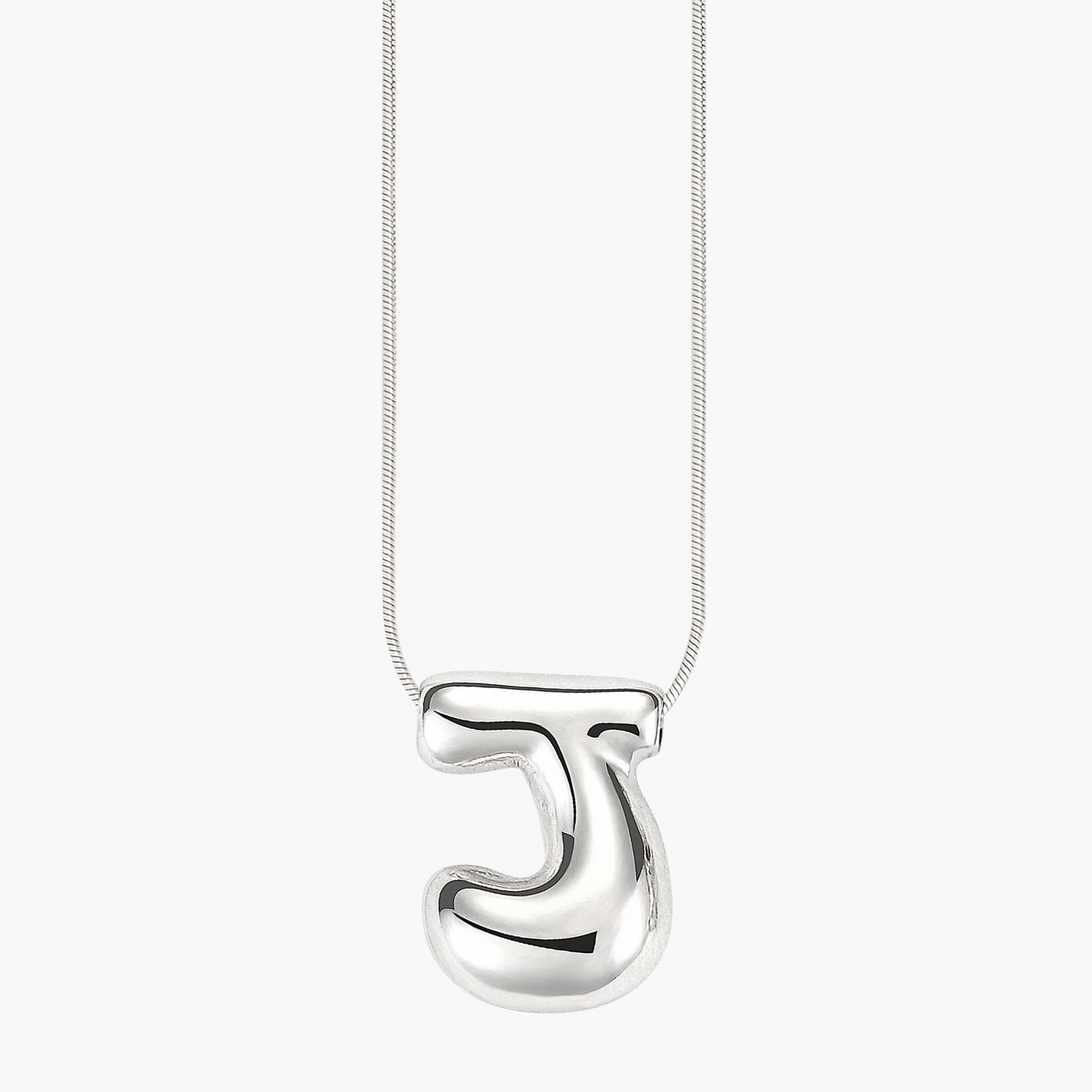 Silver Glow Bubble Letter Initial Necklace