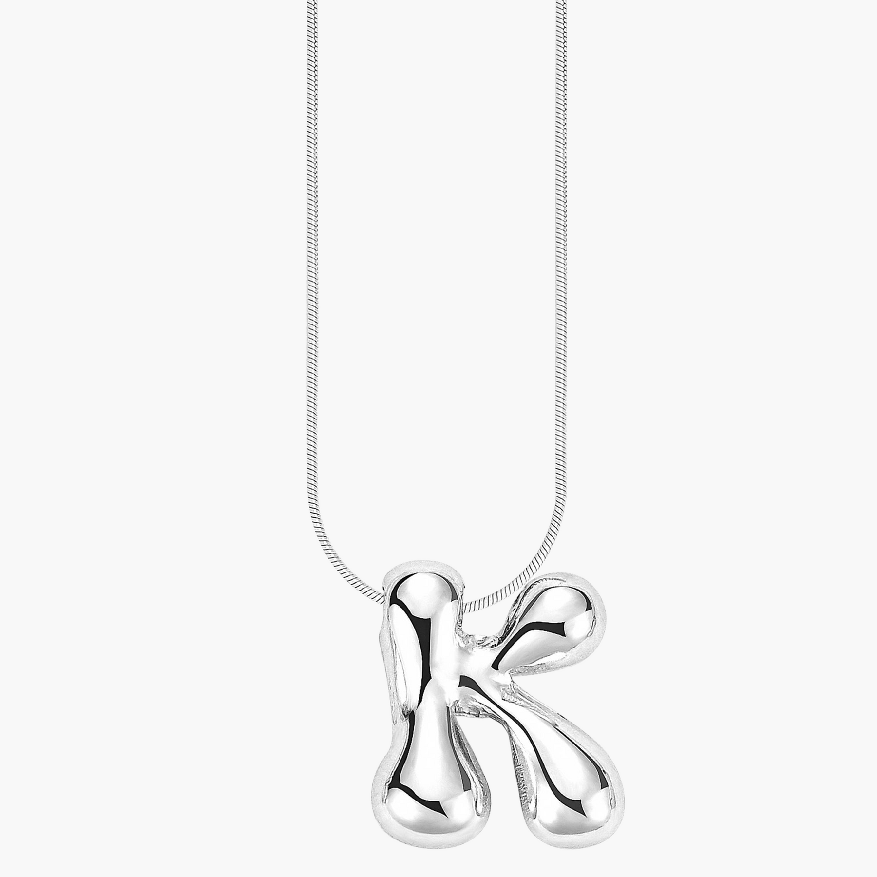 Silver Glow Bubble Letter Initial Necklace