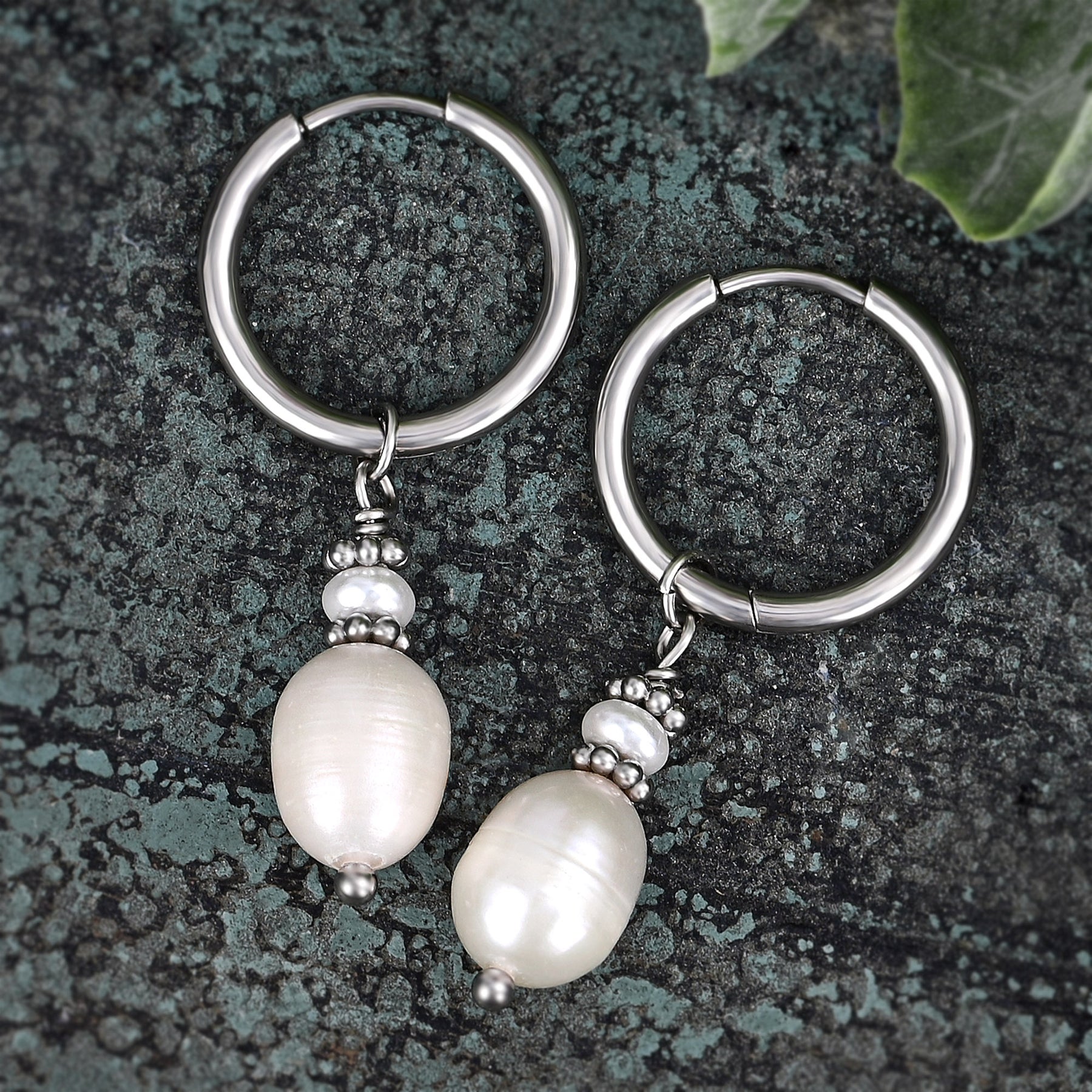 Silver Pearl Elegance Hoop Earrings