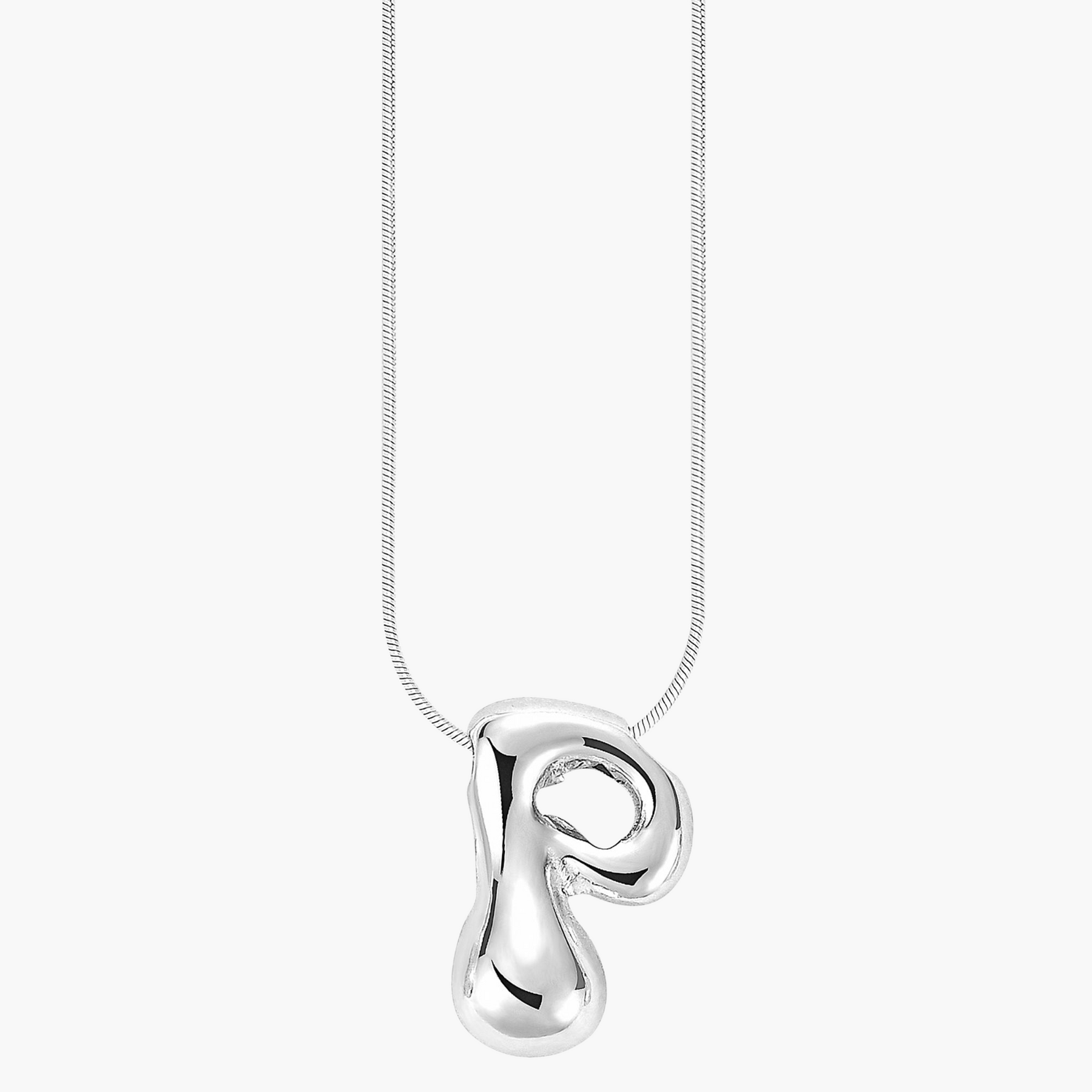 Silver Glow Bubble Letter Initial Necklace