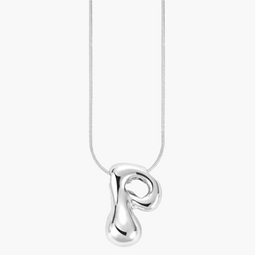 Silver Glow Bubble Letter Initial Necklace