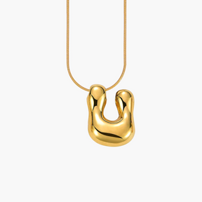 Golden Glow Bubble Letter Initial Necklace