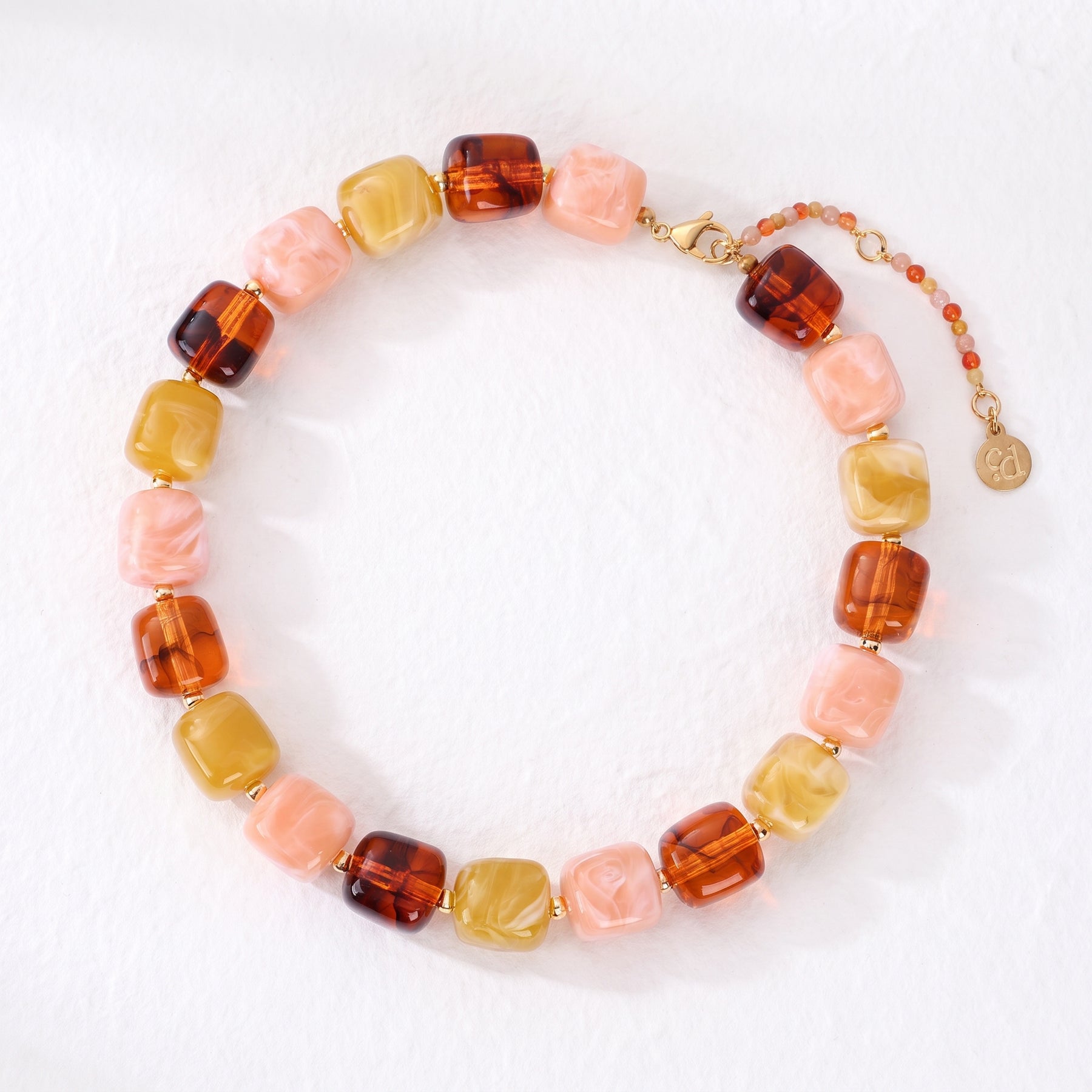 Chunky Square Bead Necklace Earth