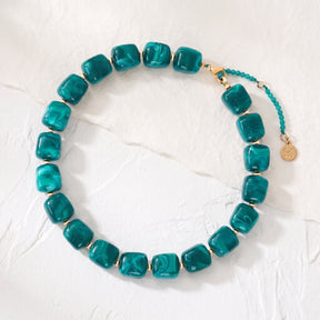 Chunky Square Bead Necklace Autumn
