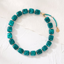 Chunky Square Bead Necklace Earth