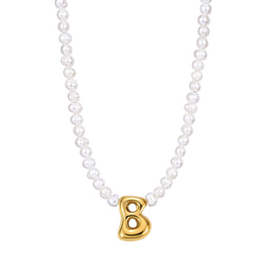 Pearl Bubble Initial Necklace