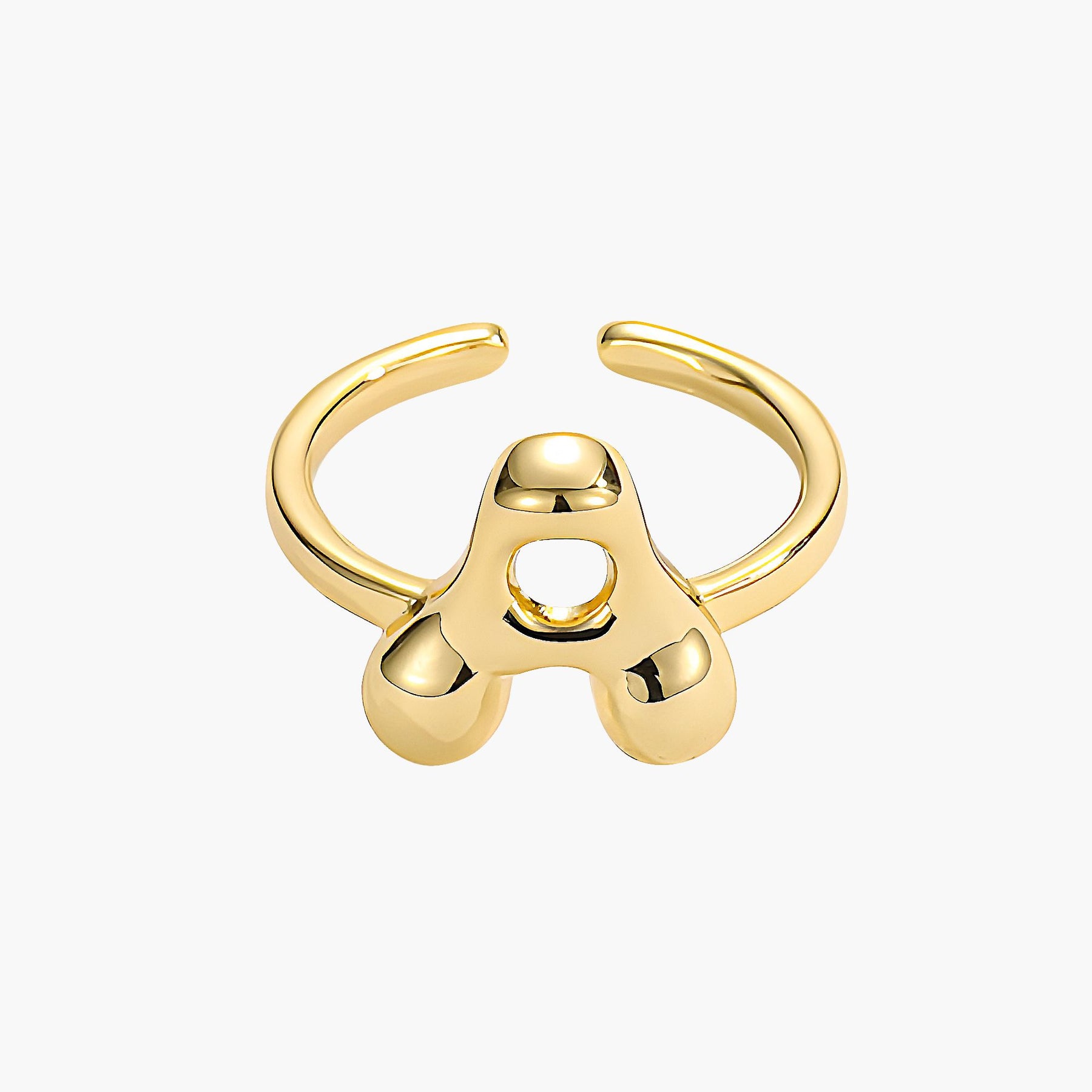 Golden Glow Bubble Letter Initial Ring