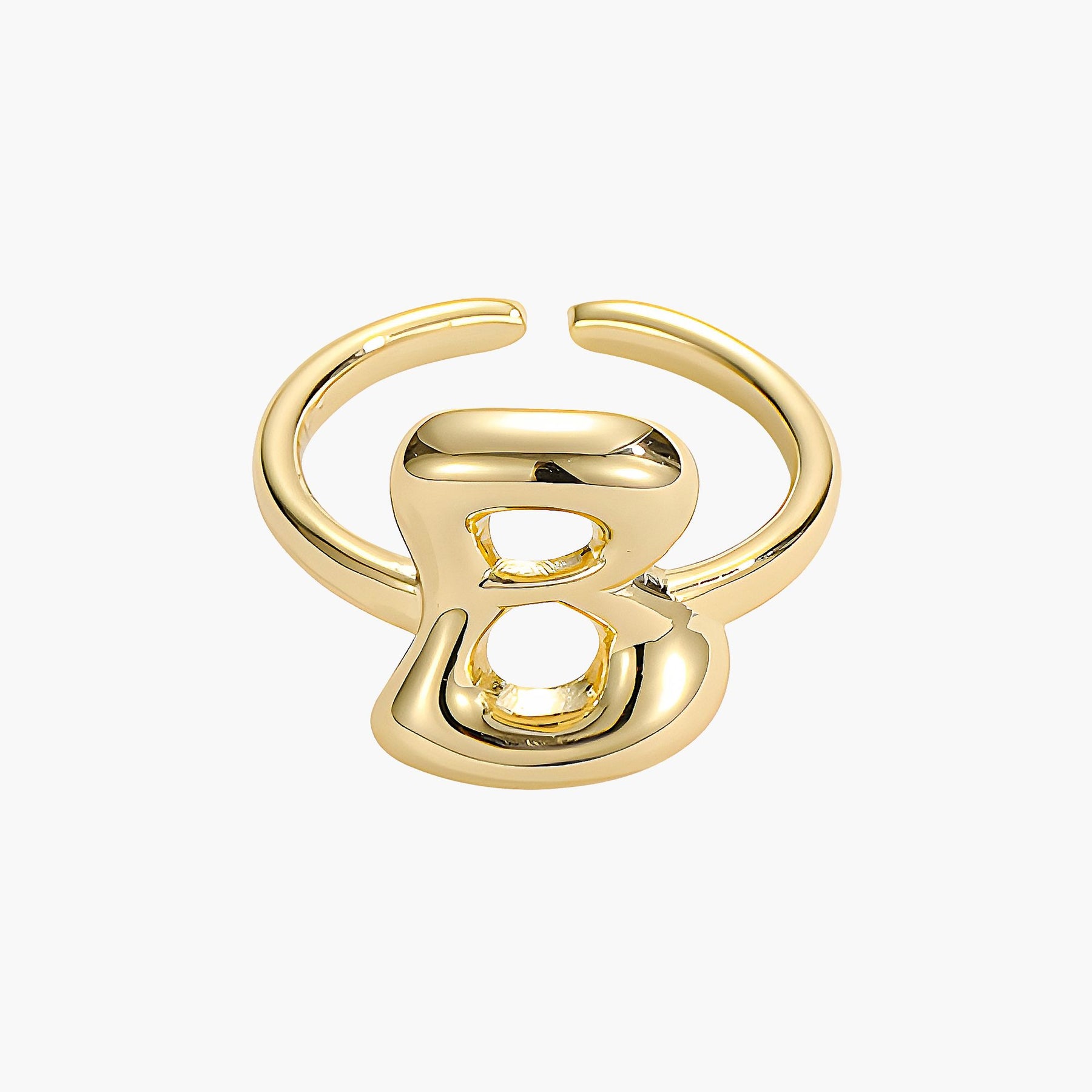 Golden Glow Bubble Letter Initial Ring