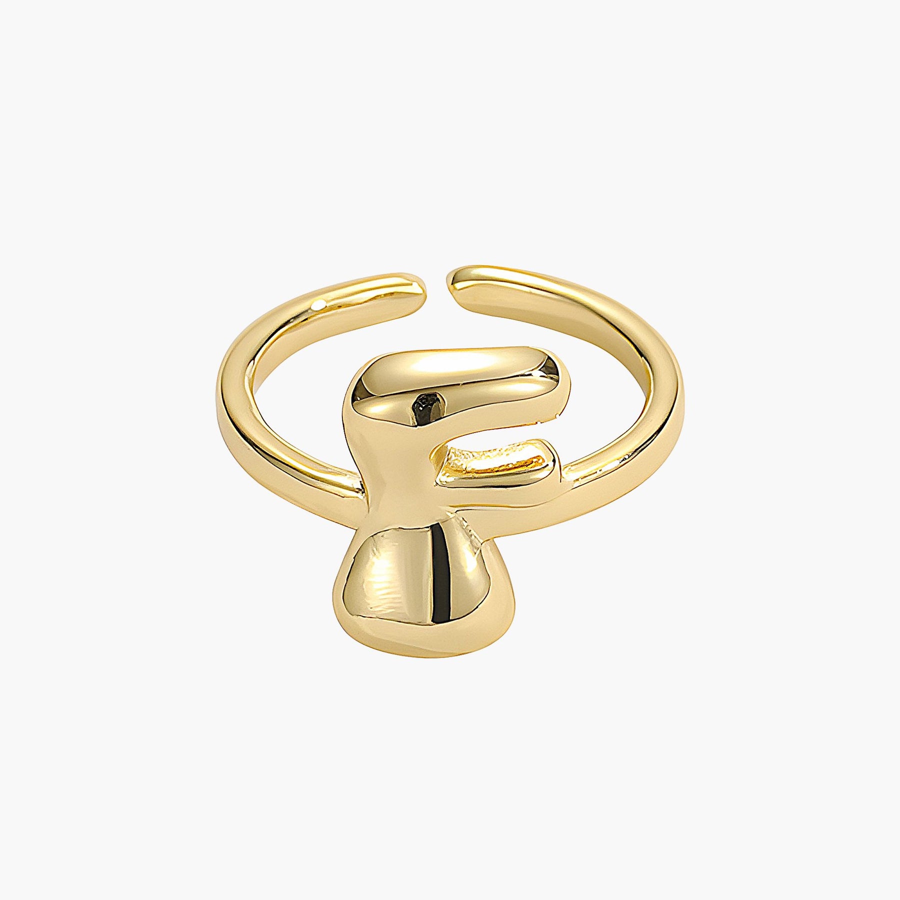 Golden Glow Bubble Letter Initial Ring