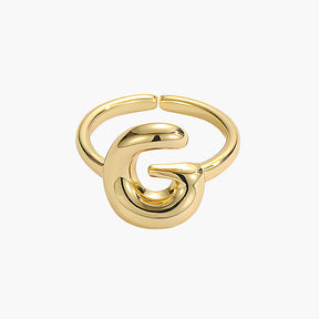 Golden Glow Bubble Letter Initial Ring