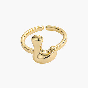 Golden Glow Bubble Letter Initial Ring