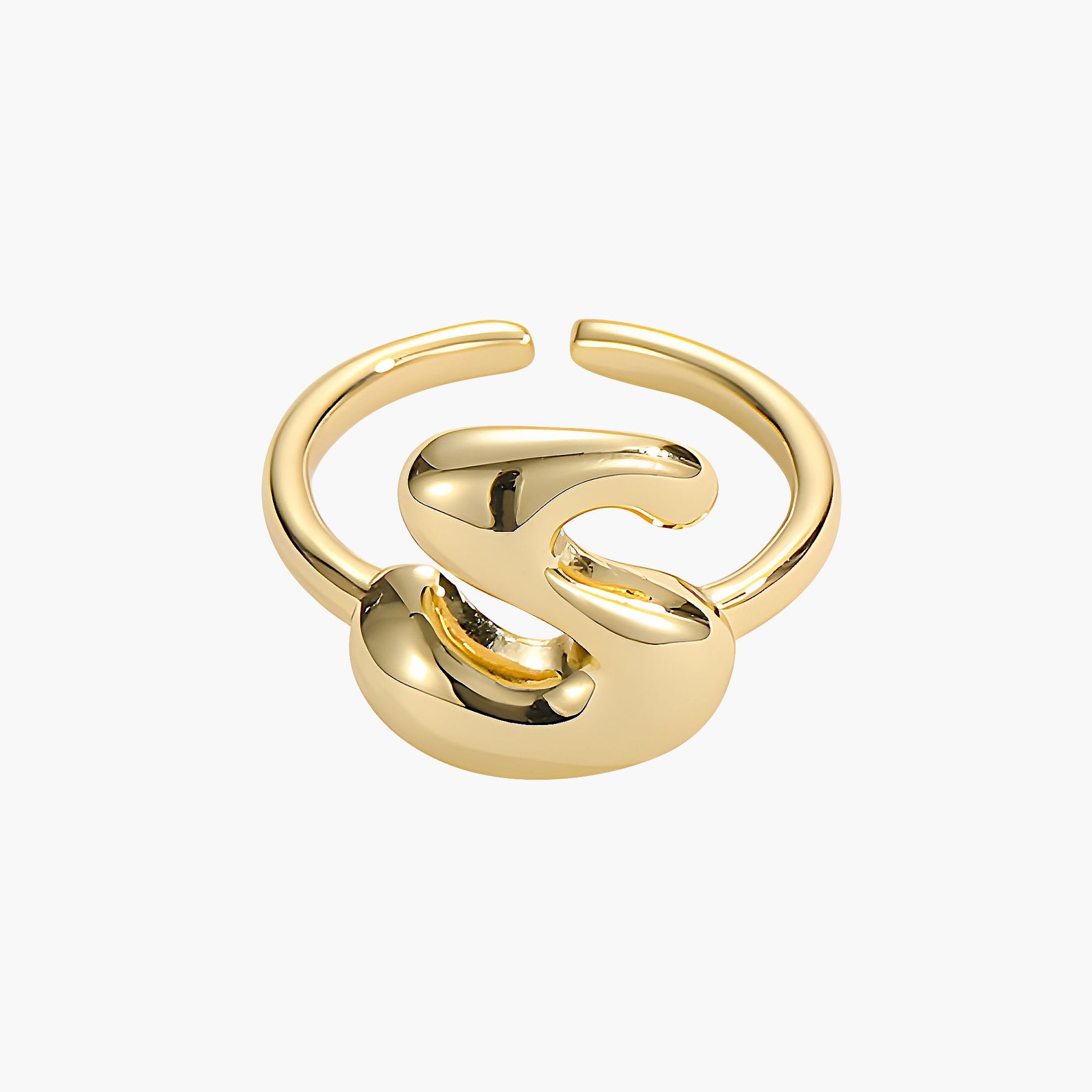 Golden Glow Bubble Letter Initial Ring