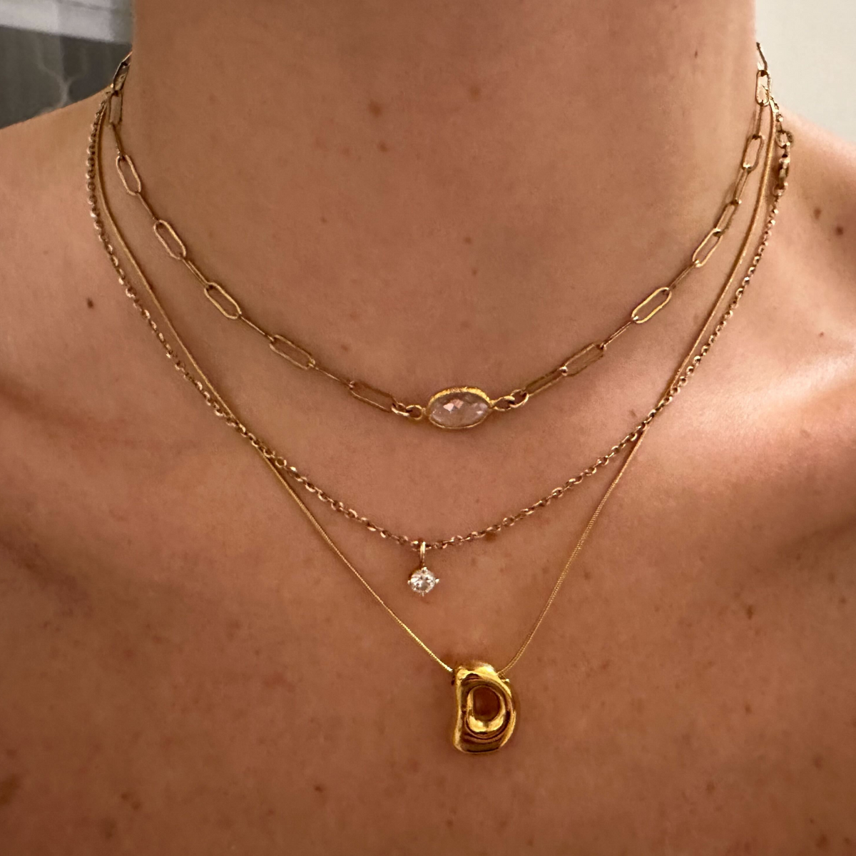 Golden Glow Bubble Letter Initial Necklace