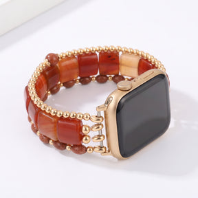 Golden Hour Agate Stretch Apple Watch Strap Silver