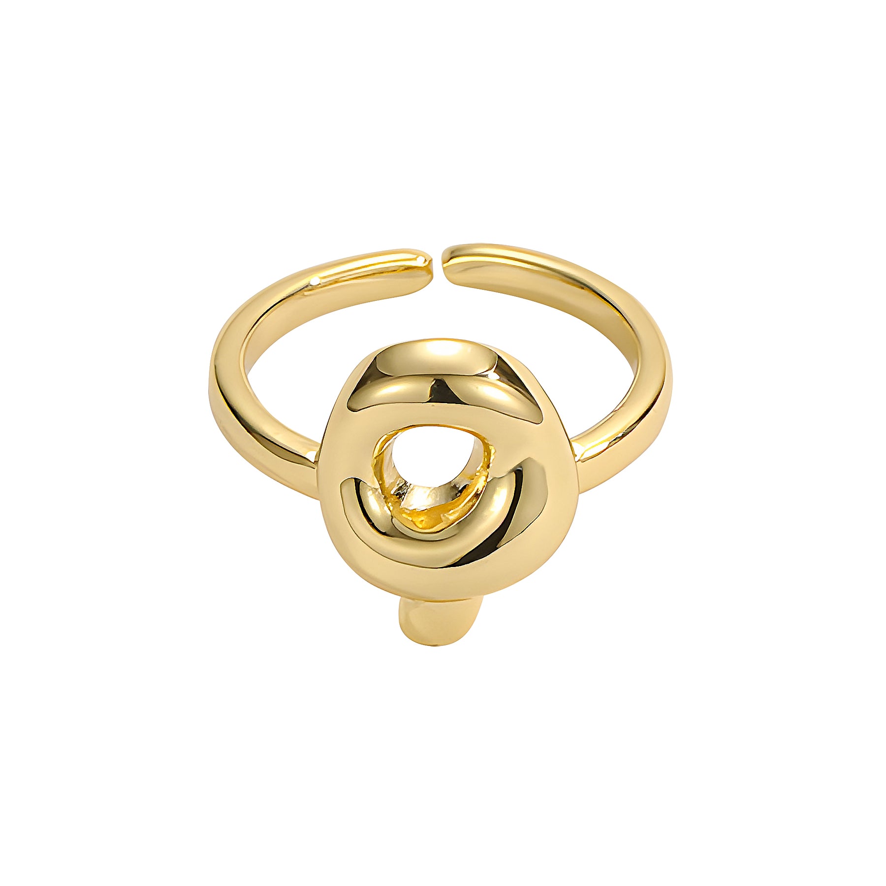 Golden Glow Bubble Letter Initial Ring