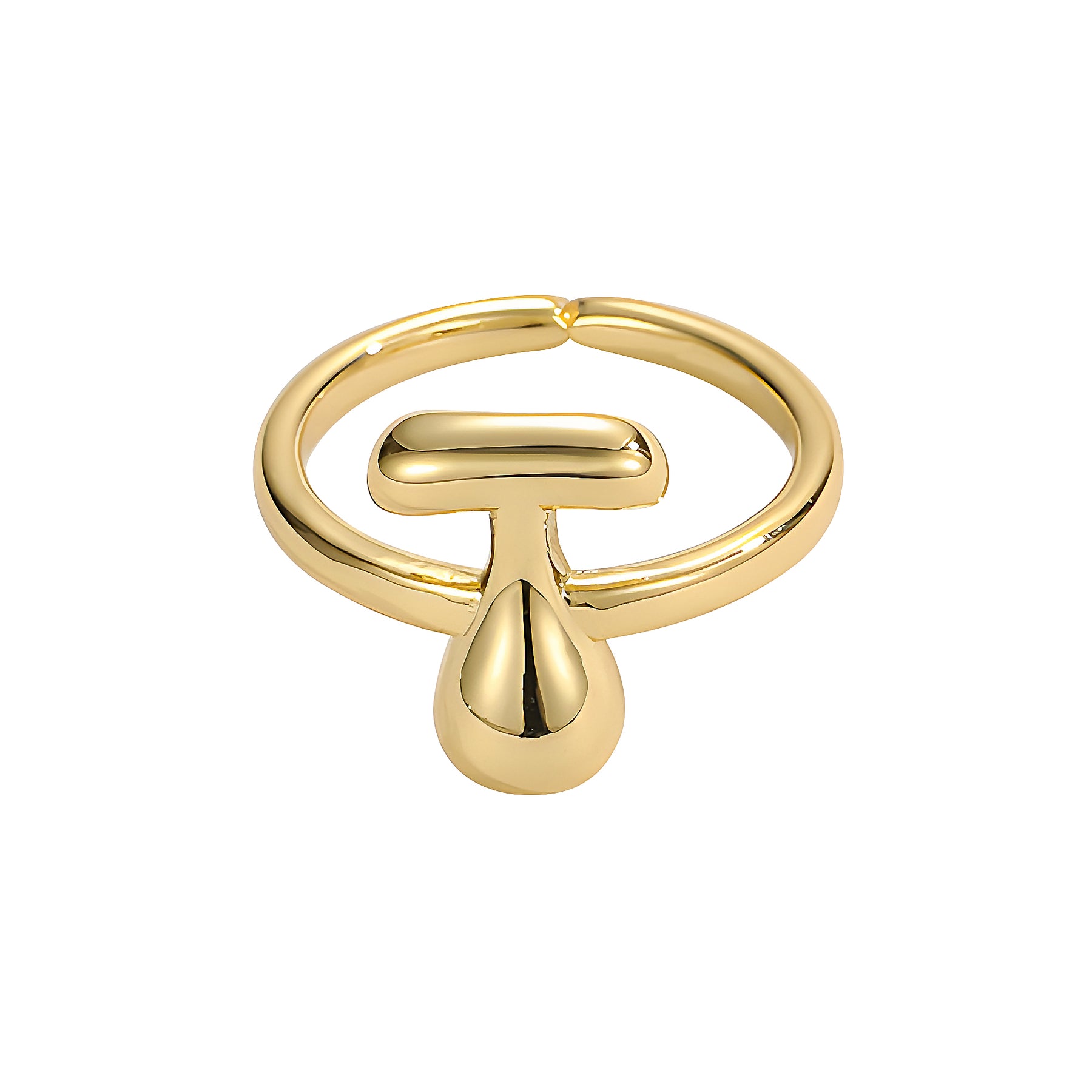 Golden Glow Bubble Letter Initial Ring