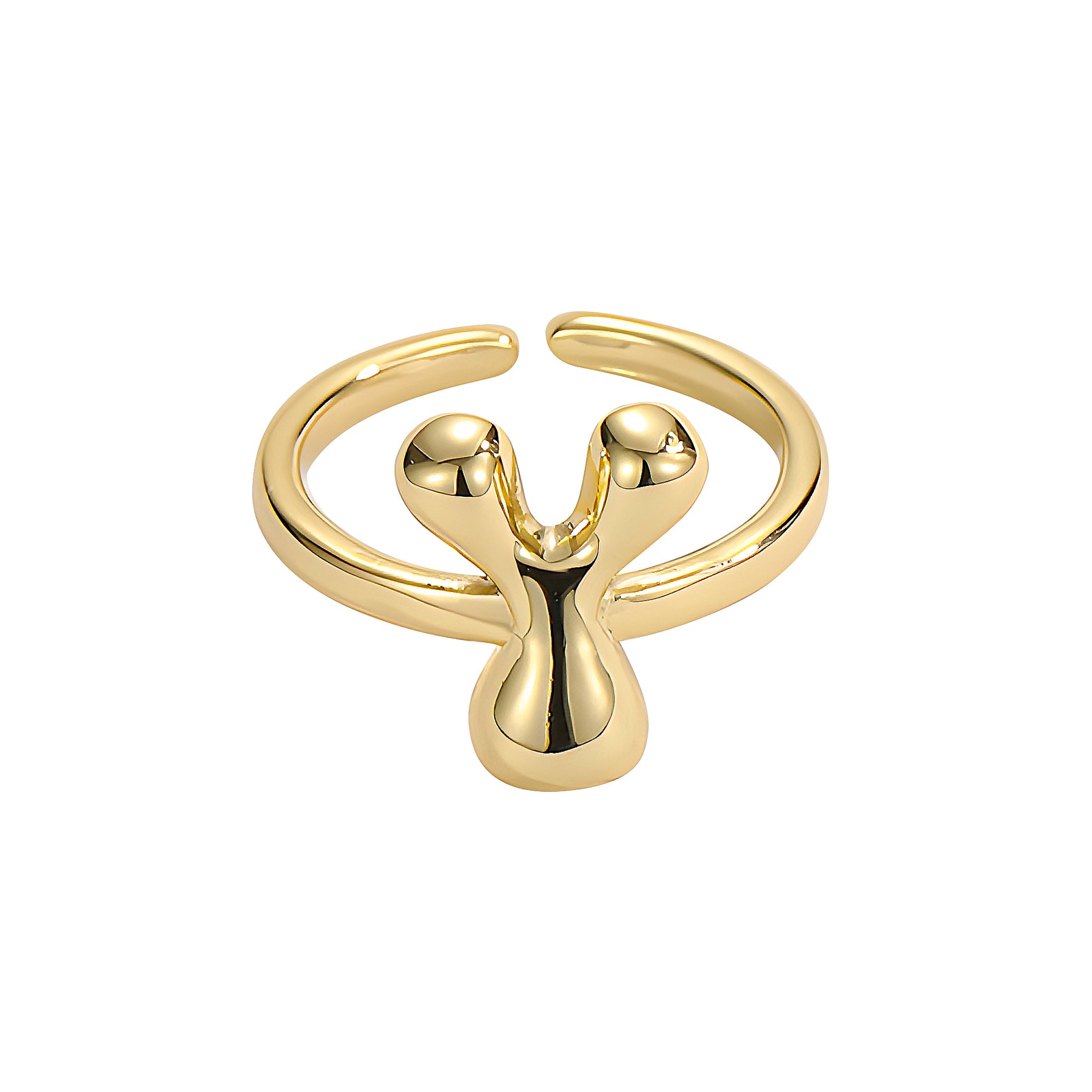 Golden Glow Bubble Letter Initial Ring