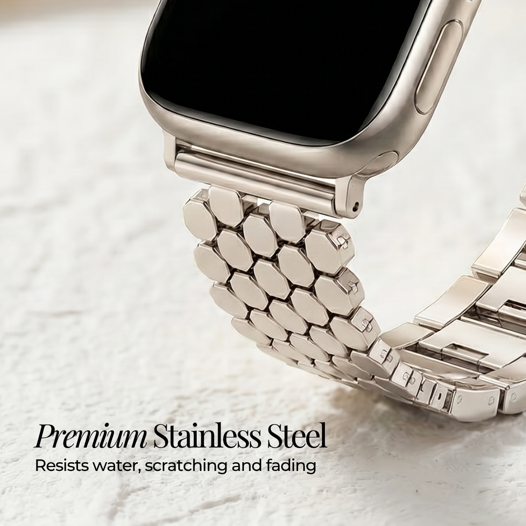 Silver Honeycomb Luxury Apple Watch Strap