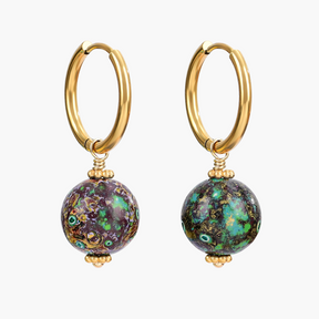 Emerald Eclipse Speckle Orb Hoop Earrings