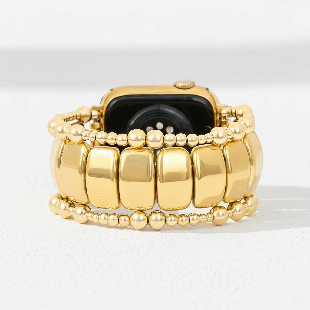 Gold Noir Stretch Apple Watch Strap