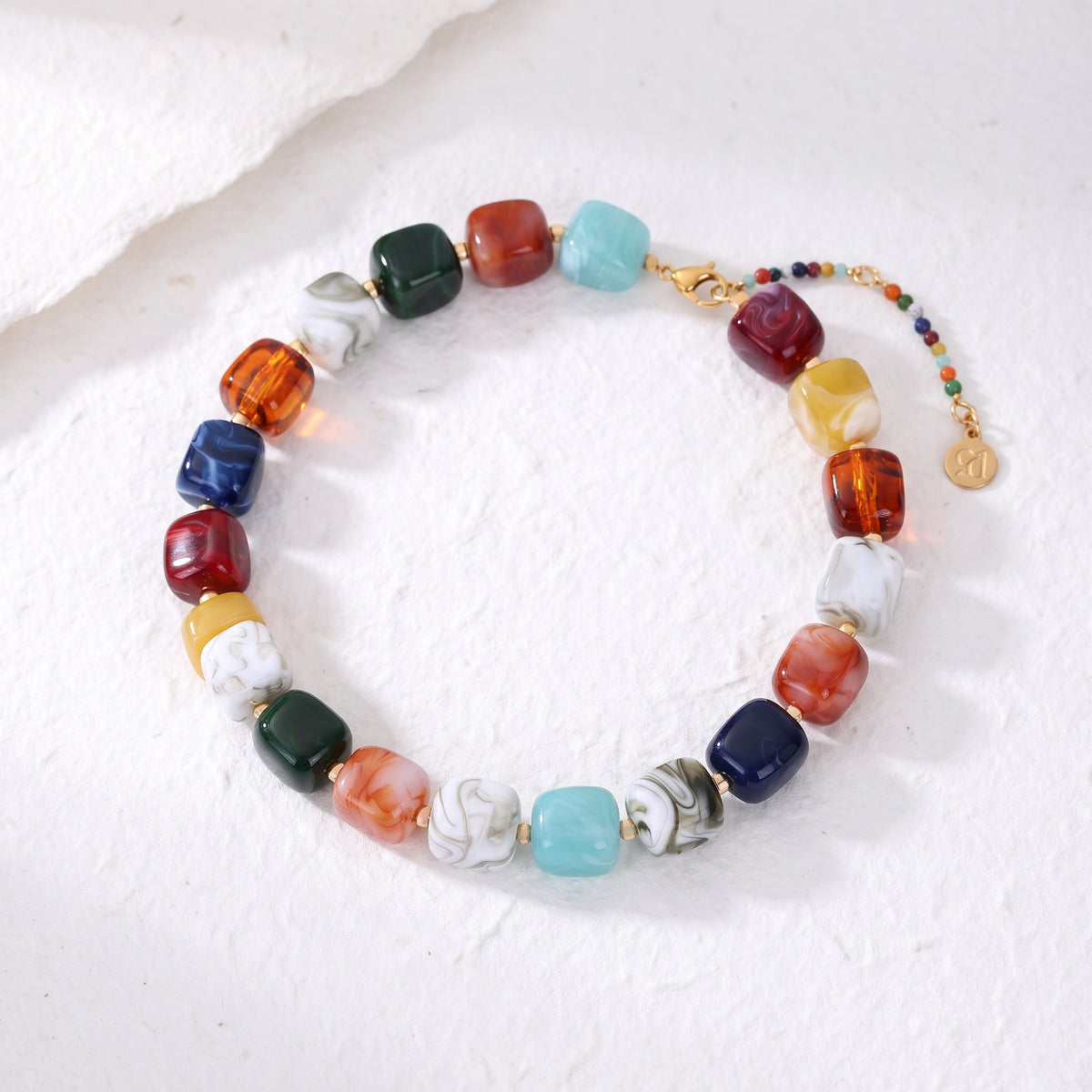 Chunky Square Bead Necklace Red