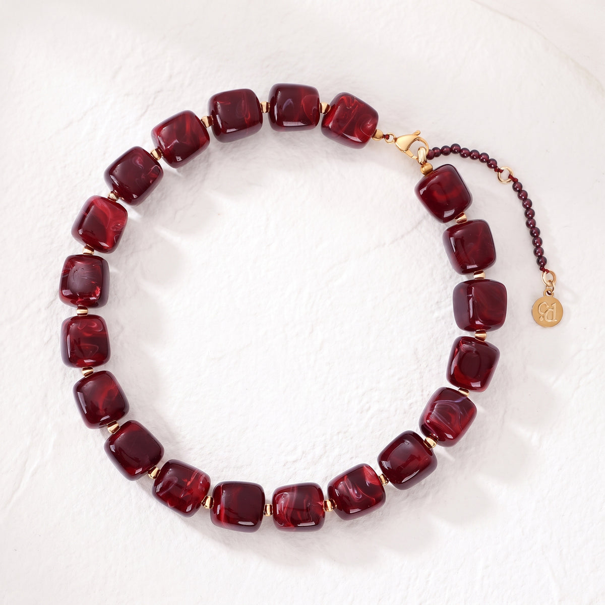 Chunky Square Bead Necklace Turquoise