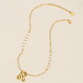 Chic Bubble Pearl Initial Chain Necklace