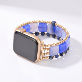 Golden Hour Agate Stretch Apple Watch Strap Silver