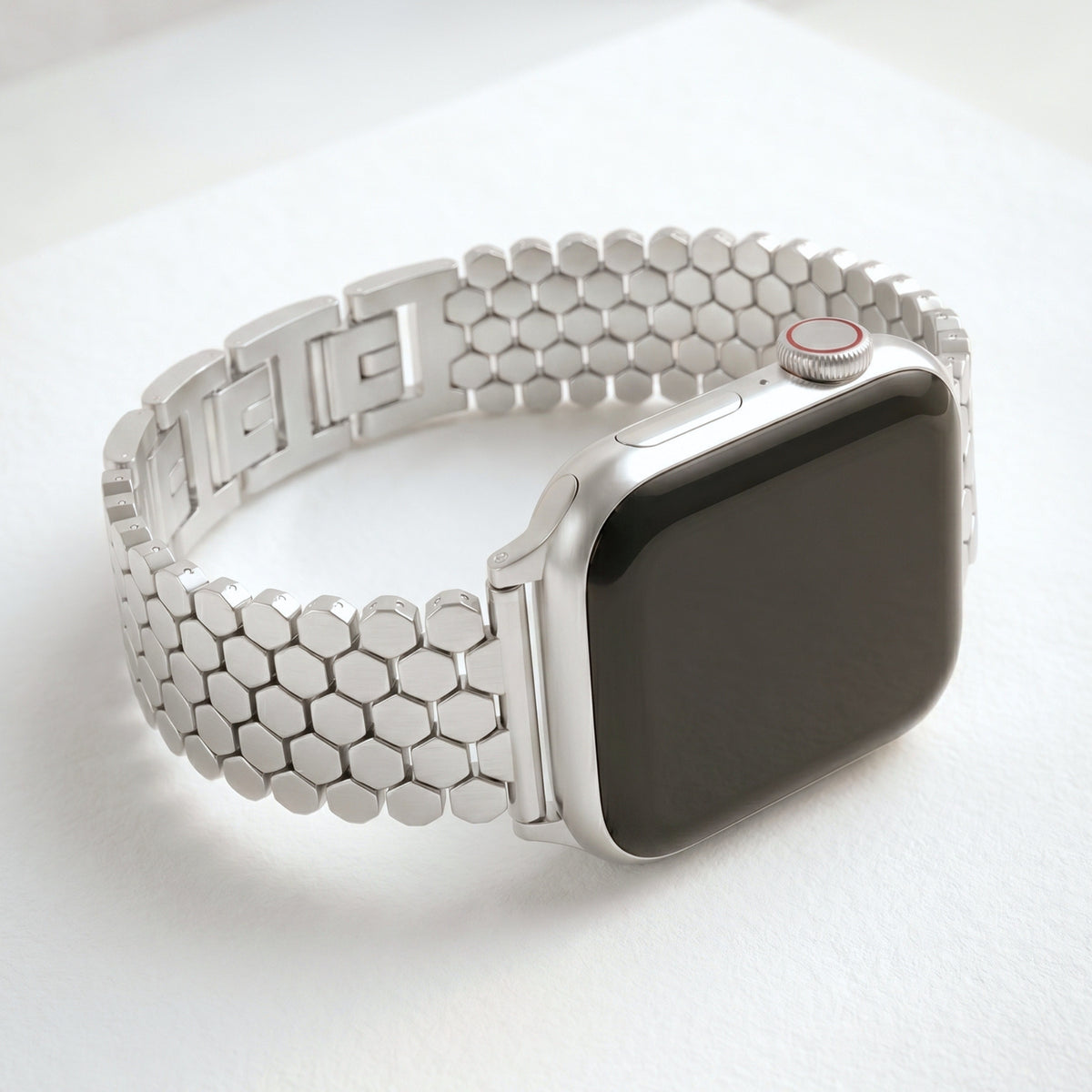 Silver Honeycomb Luxury Apple Watch Strap
