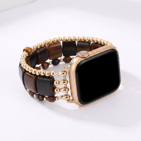 Golden Hour Agate Stretch Apple Watch Strap Silver