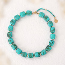 Chunky Square Bead Necklace Orange