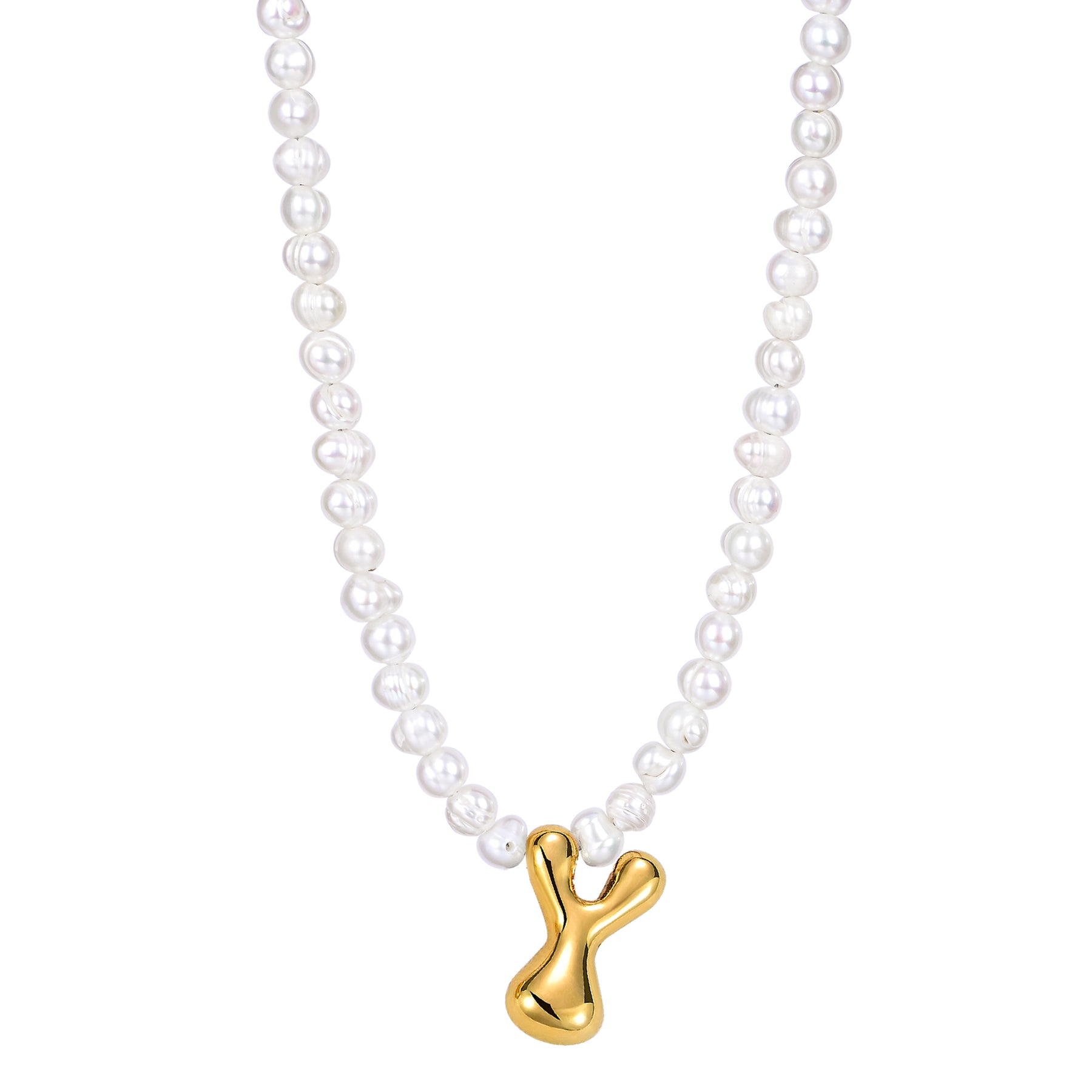 Pearl Bubble Initial Necklace