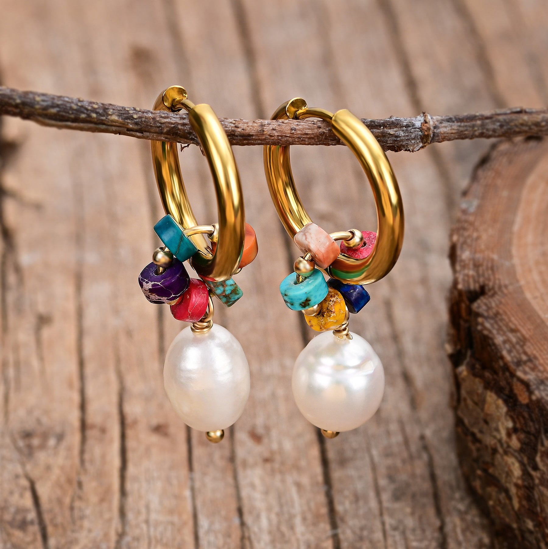 Jasper Harmony Pearl Hoop Earrings