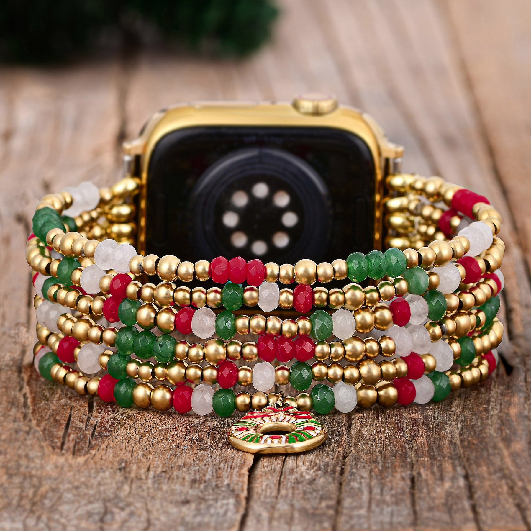 Golden Holly Cheer Stretch Apple Watch Strap