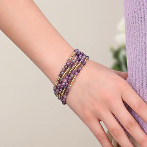 Golden Violet Amethyst Bracelet Set