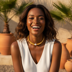 Golden Citrine Pearl Necklace