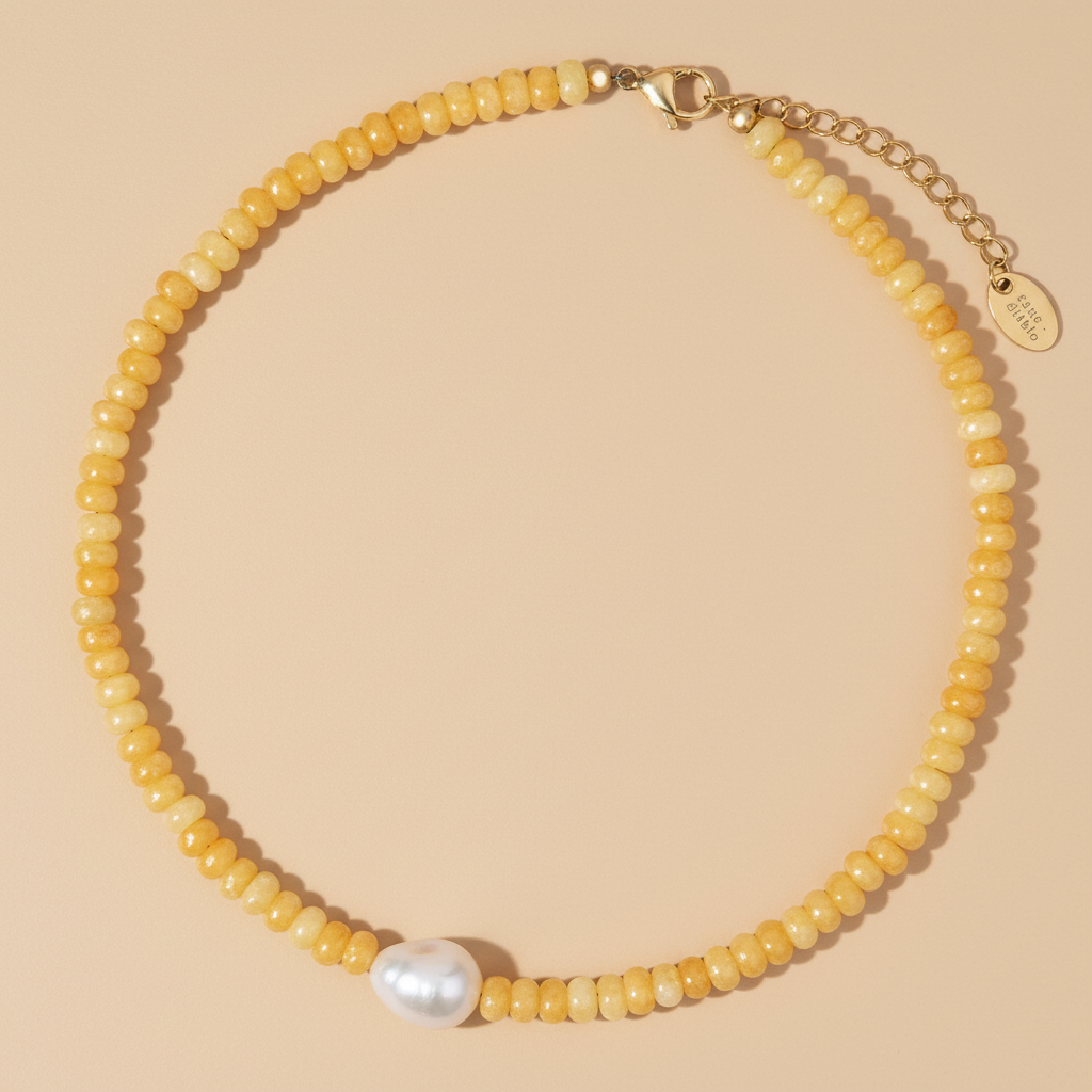 Golden Citrine Pearl Necklace