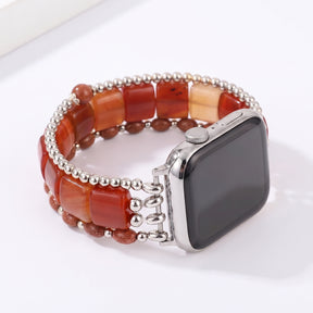 Golden Hour Agate Stretch Apple Watch Strap Silver