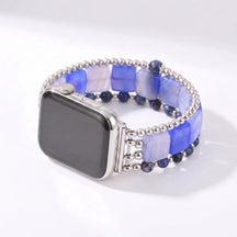 Golden Hour Agate Stretch Apple Watch Strap Silver