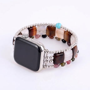Golden Hour Agate Stretch Apple Watch Strap Silver