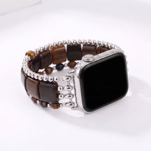 Golden Hour Agate Stretch Apple Watch Strap Silver