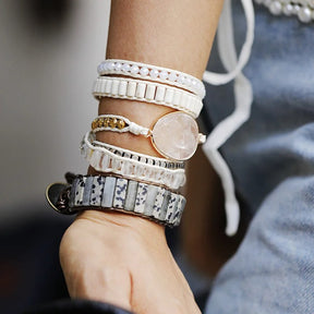 Ivory Golden Quartz Wrap Bracelet