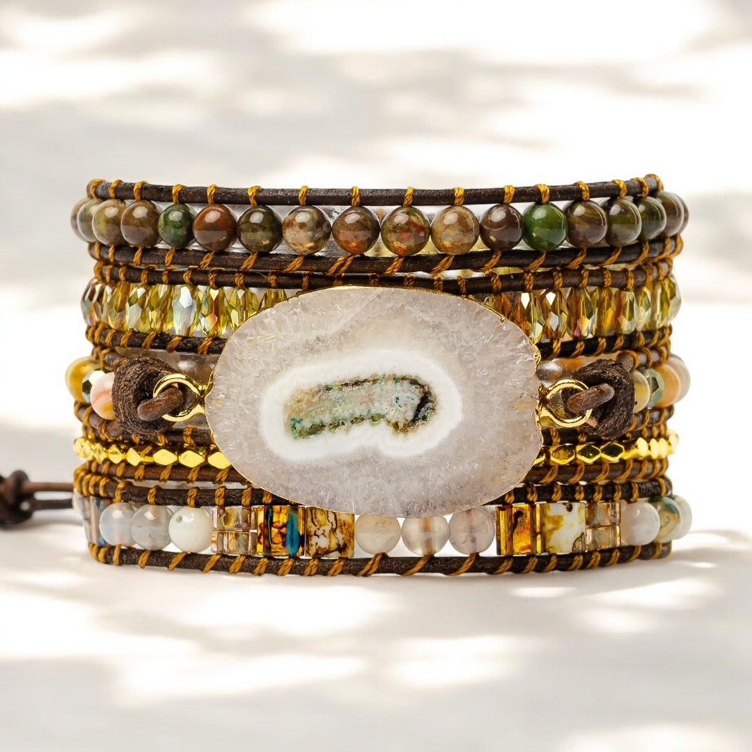 Moonlight Goddess Agate Wrap Bracelet