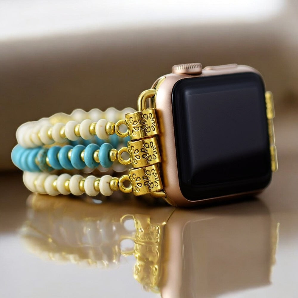 Turquoise Howlite Stretch Apple Watch Strap